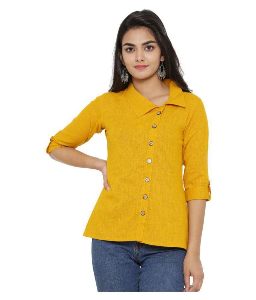 Yash Gallery Women's Cotton Regular Top ( Yellow )     			Yash Gallery Women's Cotton Regular Top ( Yellow )
