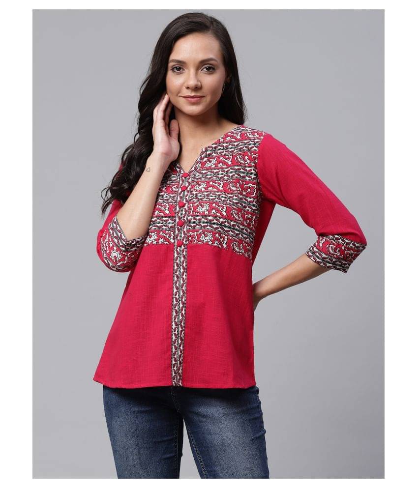     			Yash Gallery Women's Cotton Tunic ( Maroon )