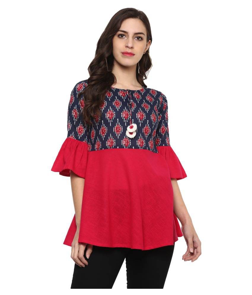     			Yash Gallery Women's Cotton Regular Top ( Multicolor )