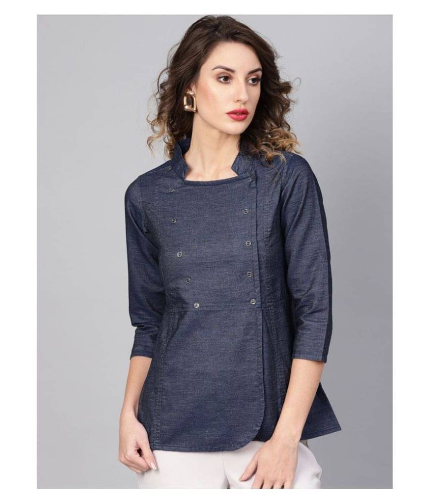     			Yash Gallery Women's Denim Wrap Top ( Navy Blue )