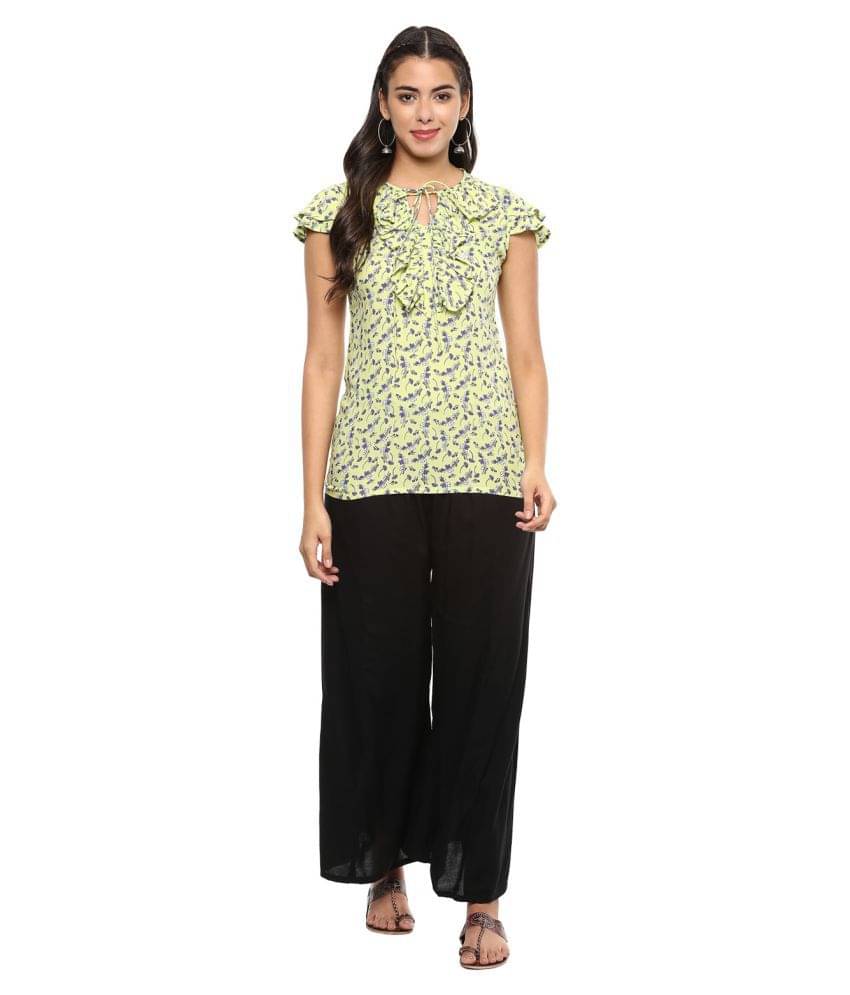     			Yash Gallery Women's Rayon Regular Top ( Green )