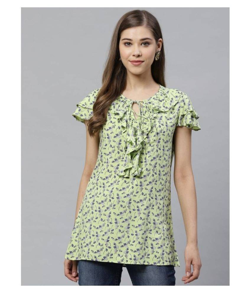 Yash Gallery Women's Viscose Regular Top ( Green ) Yash Gallery Women's Viscose Regular Top ( Green )