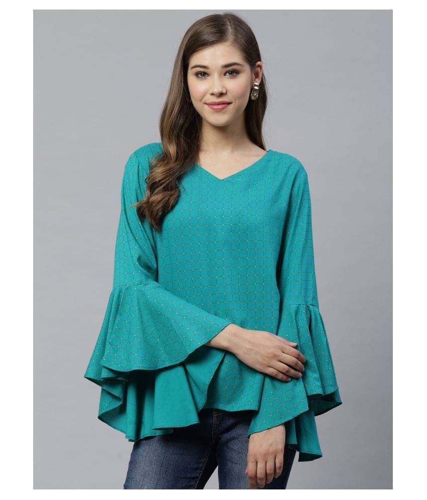 Yash Gallery Blue Viscose Women's Regular Top ( Pack of 1 ) Yash Gallery Blue Viscose Women's Regular Top ( Pack of 1 )