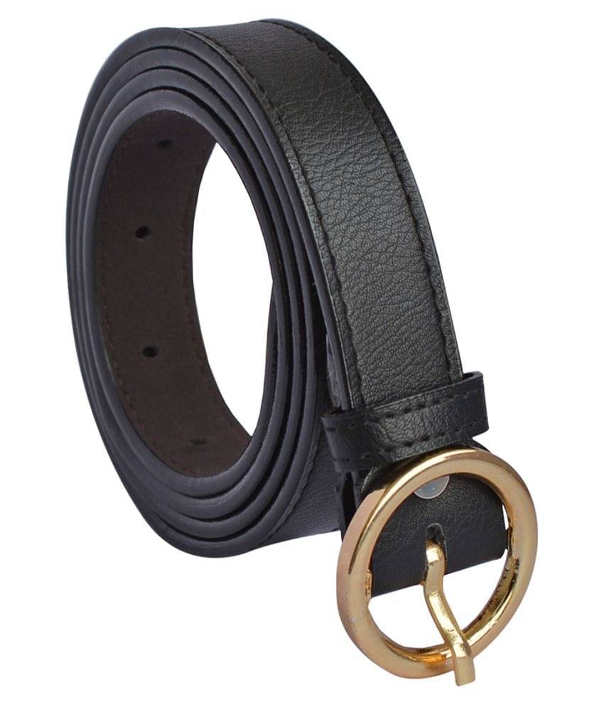     			SUNSHOPPING Black PU Casual Belt