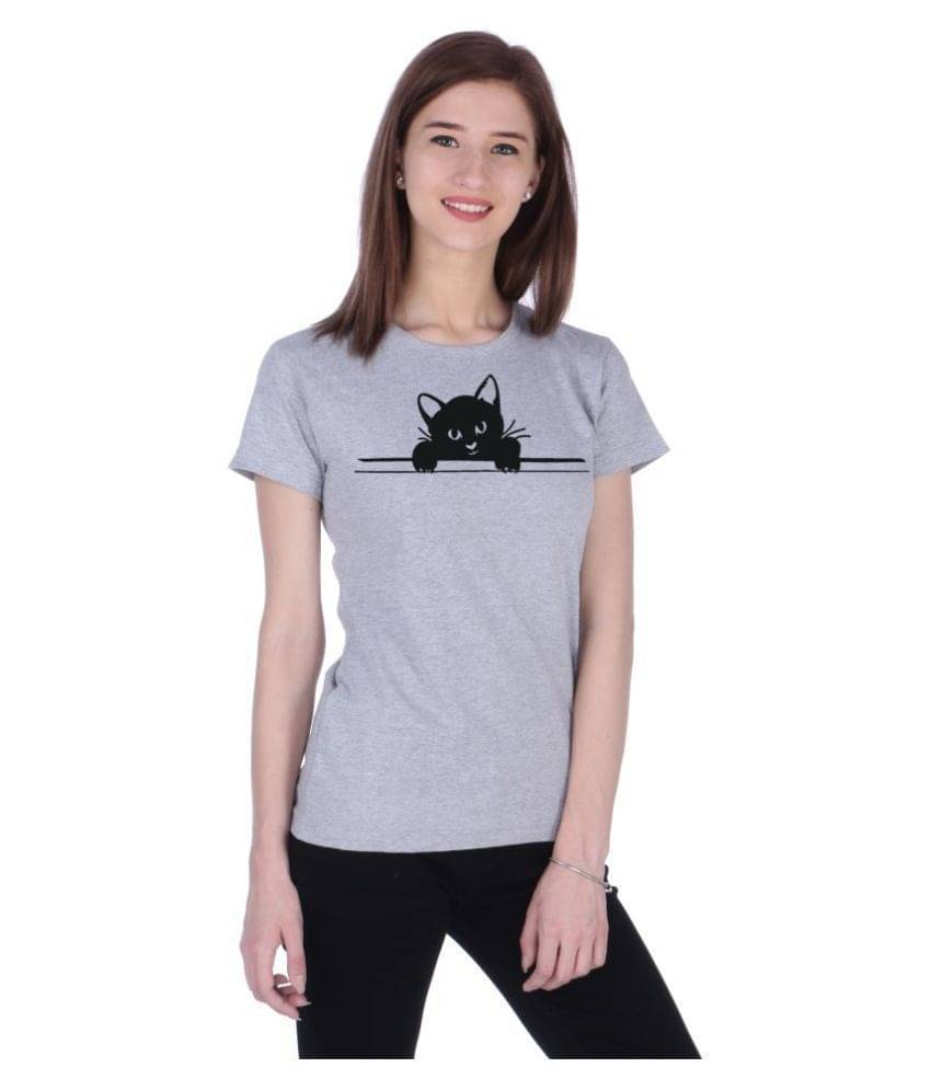     			Neo Garments Women Cotton Printed Regular Fit Round Neck T-Shirt ( Grey )