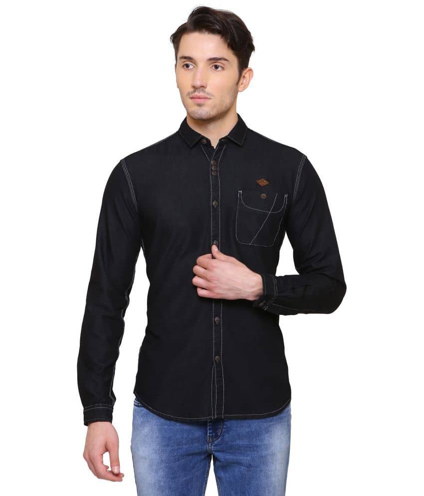 Kuons Avenue Denim Slim Fit Solids Men's Casual Shirt - Blue ( Pack of 1 )