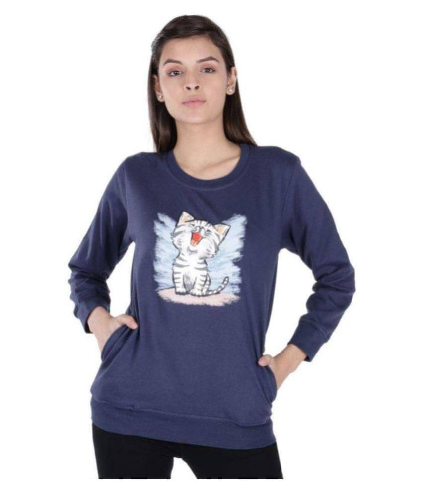     			Neo Garments Cotton Blue Non Hooded Sweatshirt