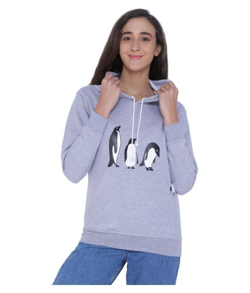 Neo Garments Cotton Grey Hooded Sweatshirt