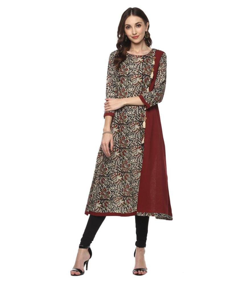 Yash Gallery Pack of 1 Cotton Printed Flared Women's Kurti - ( Multicolor )     			Yash Gallery Pack of 1 Cotton Printed Flared Women's Kurti - ( Multicolor )
