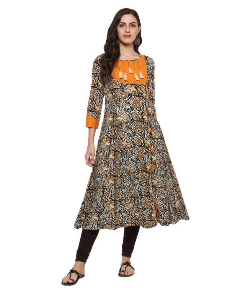 Yash Gallery Cotton Printed Anarkali Women's Kurti - ( Multicolor ) Yash Gallery Cotton Printed Anarkali Women's Kurti - ( Multicolor )