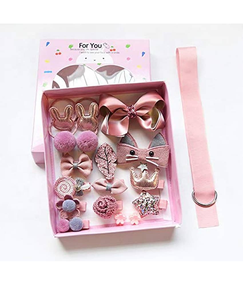 FOK Set of 18 Pieces Fancy Headwear Acessories For Baby Girls/Toddlers - Pink - Jewellery Sets | Buy online on ZillyBuy