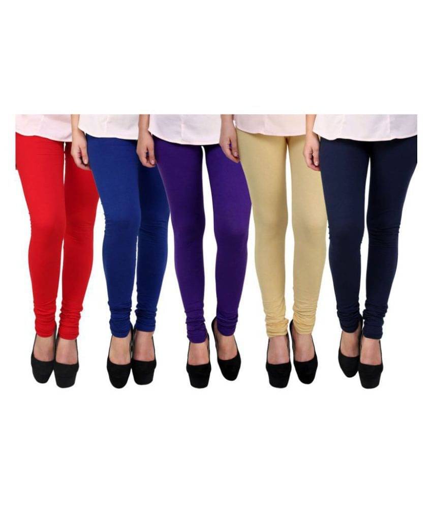    			Famaya Pack of 5 Girls 100% Cotton Leggings ( Multicolor )