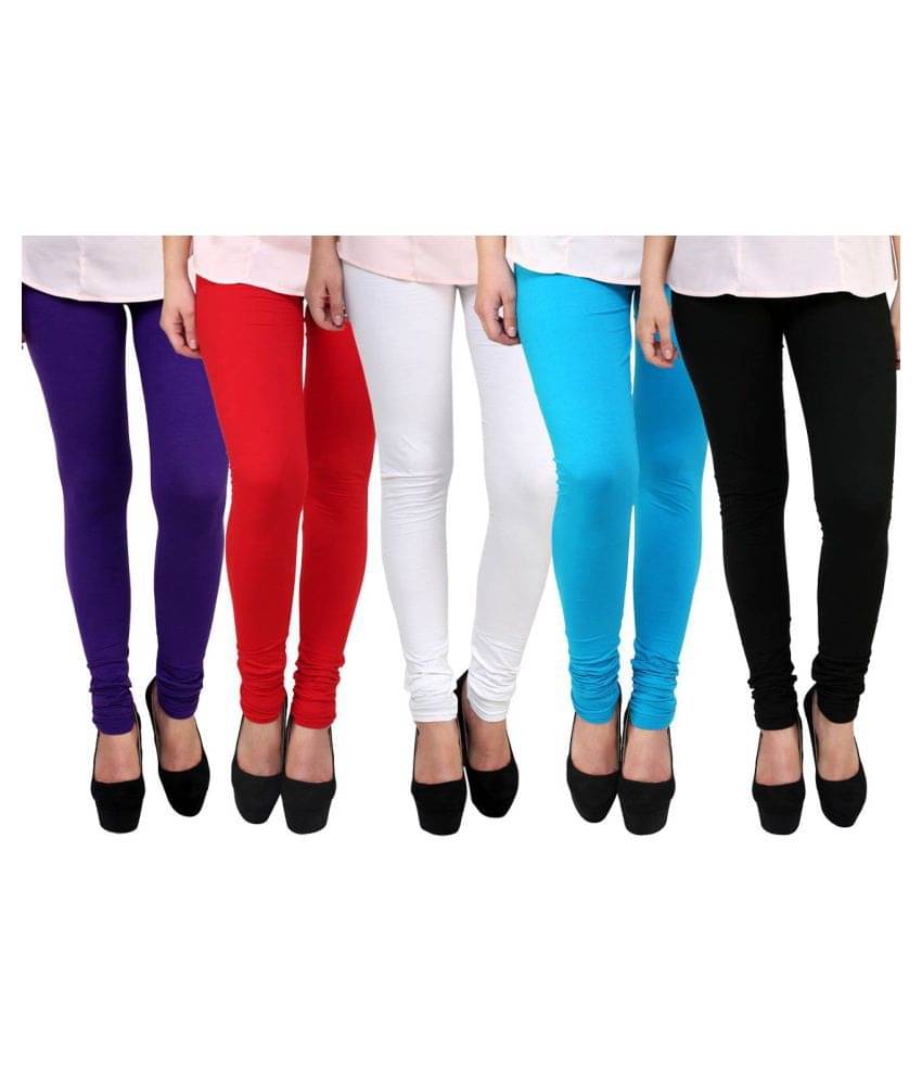     			Famaya Pack of 5 Girls 100% Cotton Leggings ( Multi )