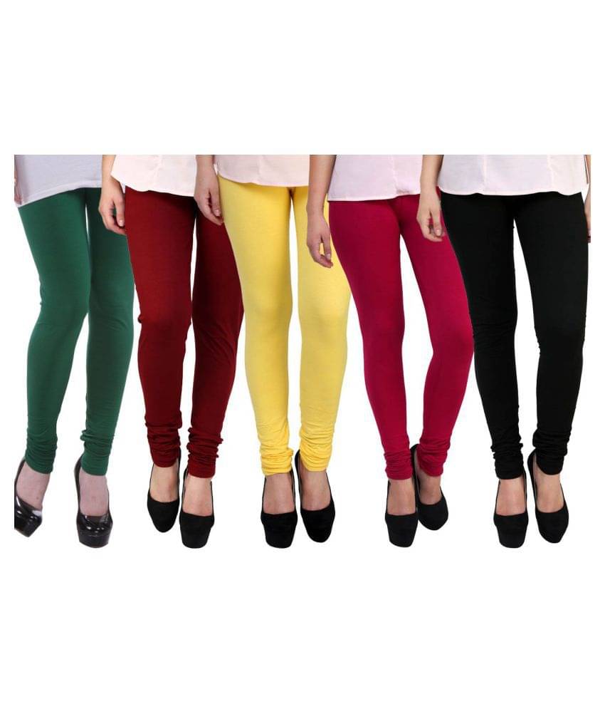     			Famaya Pack of 5 Girls 100% Cotton Leggings ( Multi )