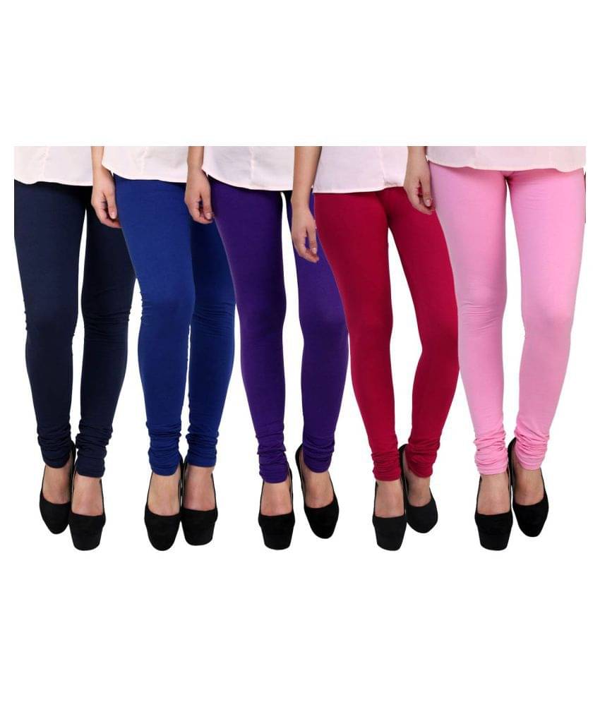     			Famaya Pack of 5 Girls 100% Cotton Leggings ( Multi )