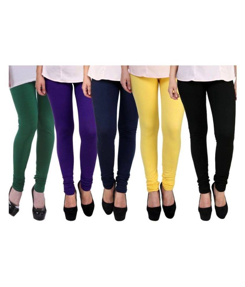     			Famaya Pack of 5 Girls 100% Cotton Leggings ( Multi )