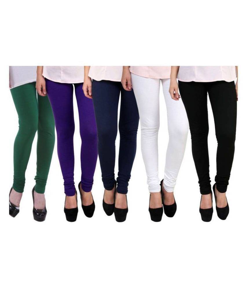     			Famaya Pack of 5 Girls 100% Cotton Leggings ( Multi )