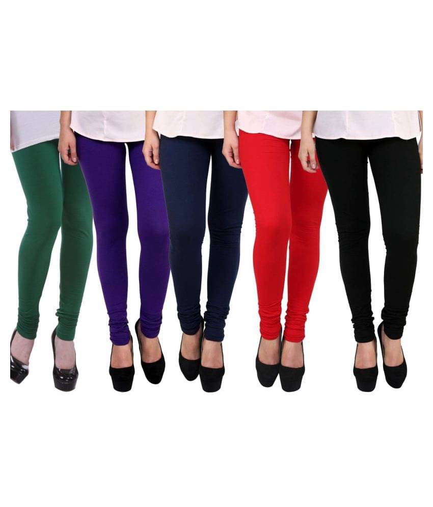     			Famaya Pack of 5 Girls 100% Cotton Leggings ( Multicolor )