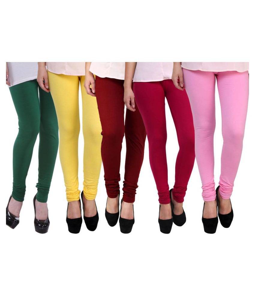     			Famaya Pack of 5 Girls 100% Cotton Leggings ( Multi )