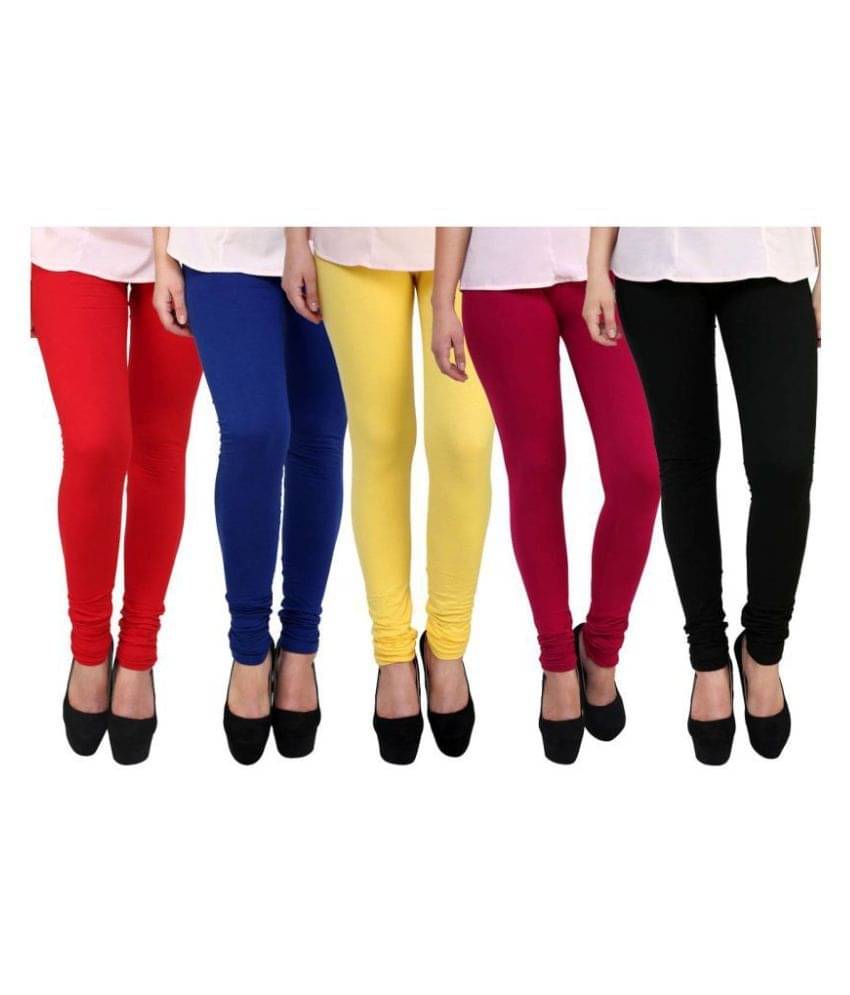     			Famaya Pack of 5 Girls 100% Cotton Leggings ( Multicolor )