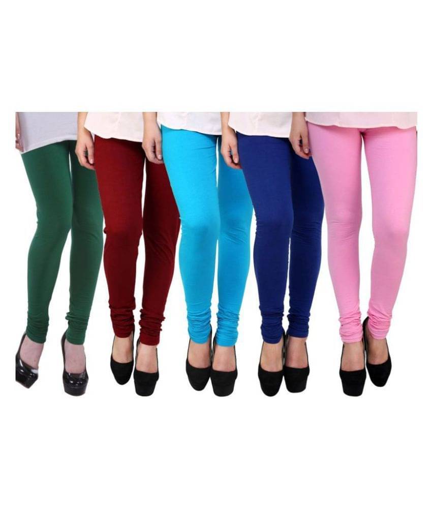     			Famaya Pack of 5 Girls 100% Cotton Leggings ( Multi )
