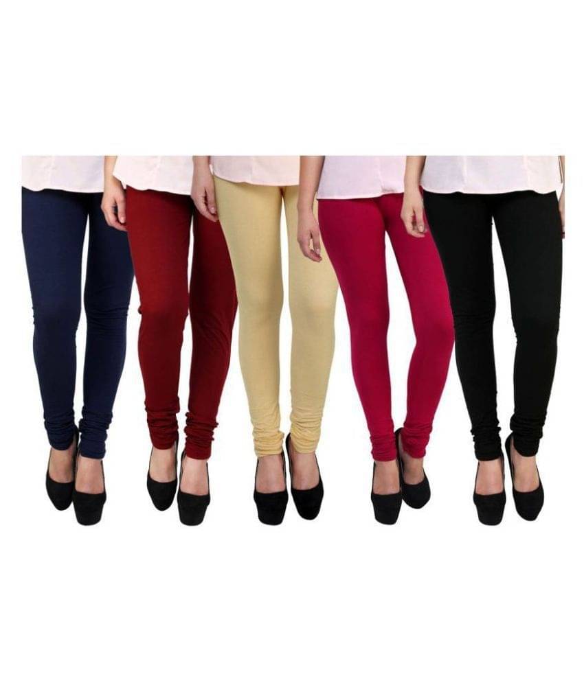     			Famaya Pack of 5 Girls Cotton Leggings ( Multicolor )
