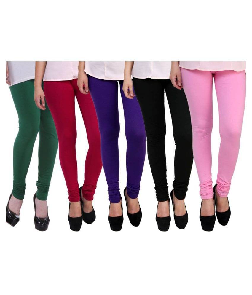     			Famaya Pack of 5 Girls 100% Cotton Leggings ( Multicolor )