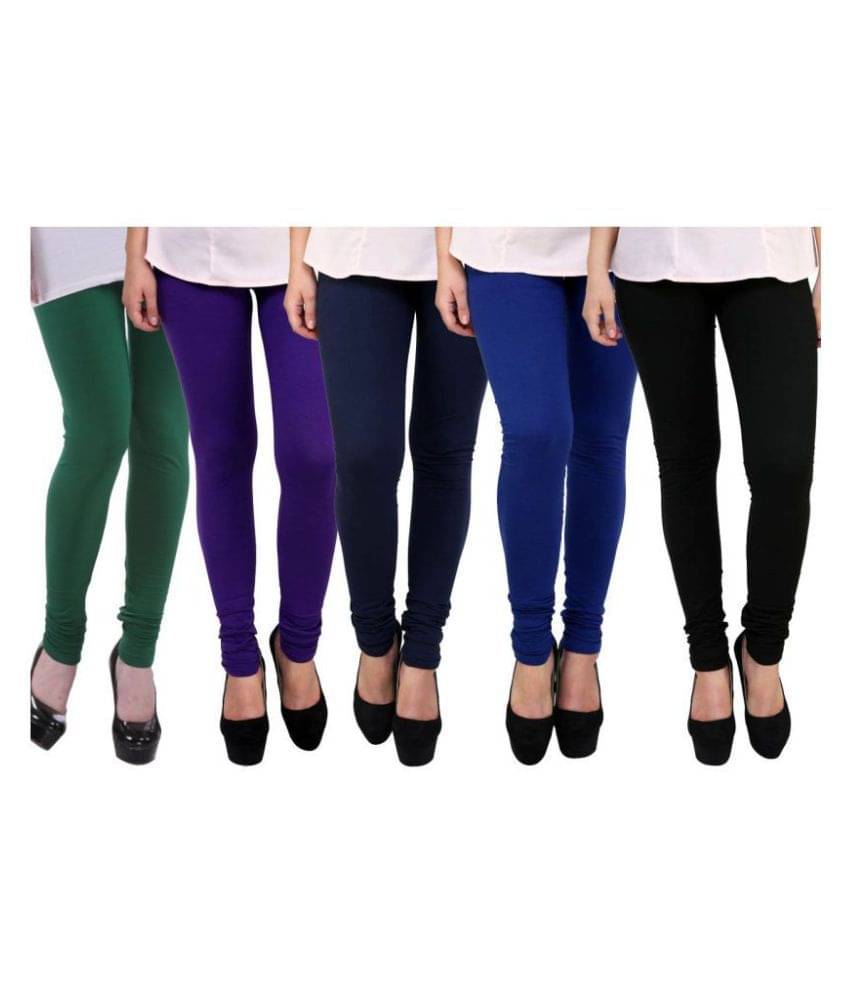     			Famaya Pack of 5 Girls 100% Cotton Leggings ( Multi )