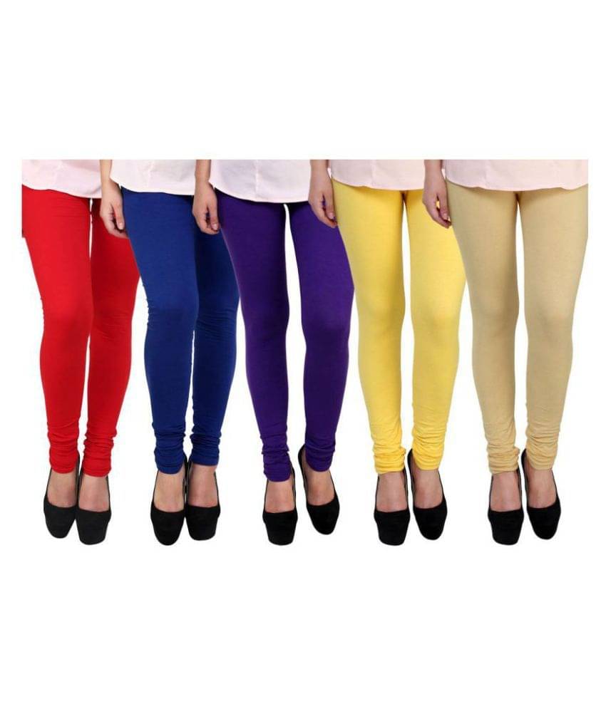     			Famaya Pack of 5 Girls 100% Cotton Leggings ( Multi )