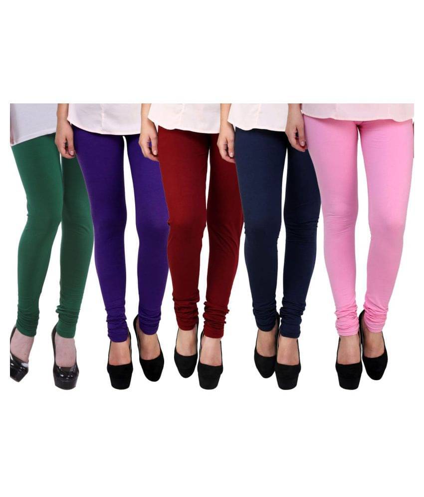     			Famaya Pack of 5 Girls 100% Cotton Leggings ( Multicolor )