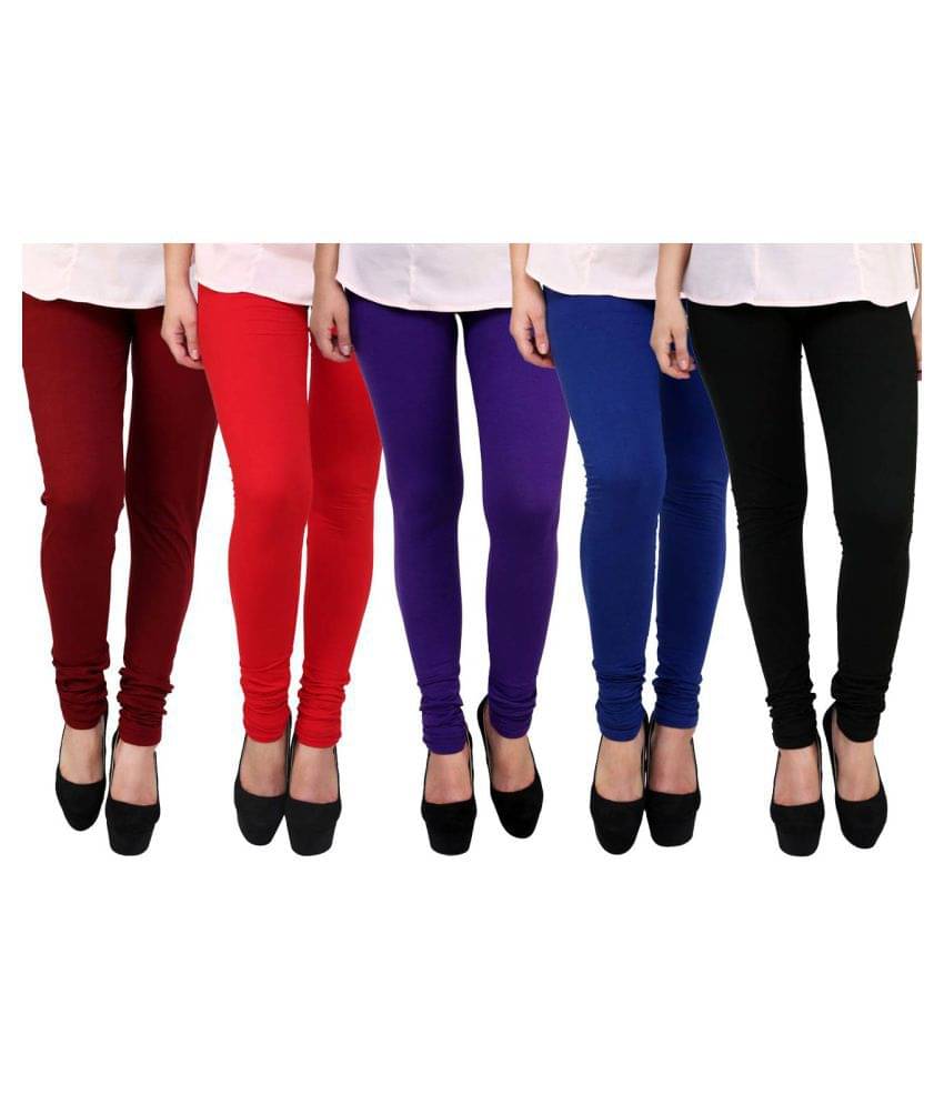     			Famaya Pack of 5 Girls 100% Cotton Leggings ( Multicolor )