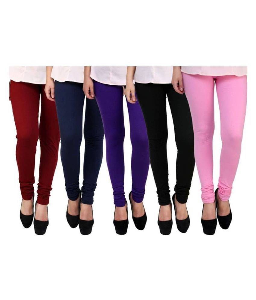     			Famaya Pack of 5 Girls 100% Cotton Leggings ( Multicolor )
