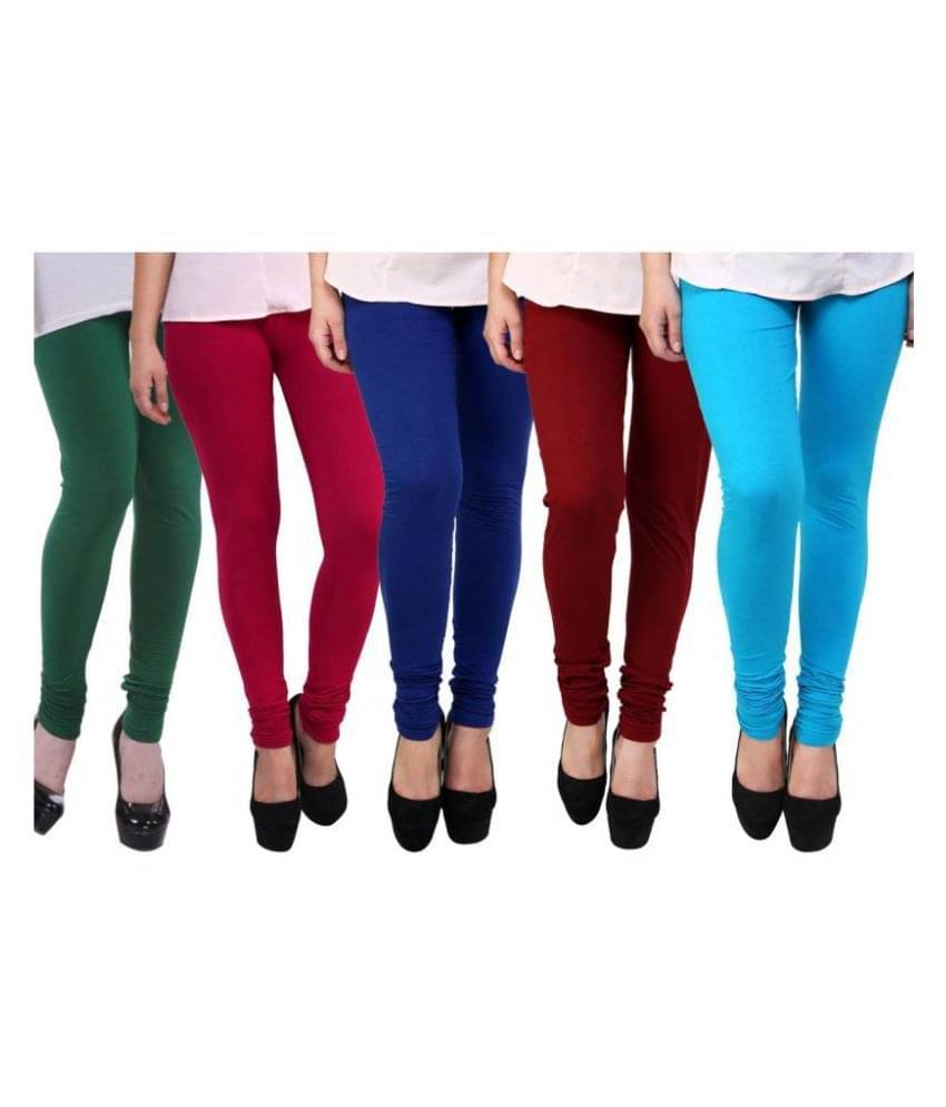     			Famaya Pack of 5 Girls 100% Cotton Leggings ( Multicolor )