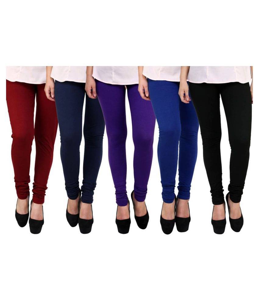     			Famaya Pack of 5 Girls 100% Cotton Leggings ( Multicolor )