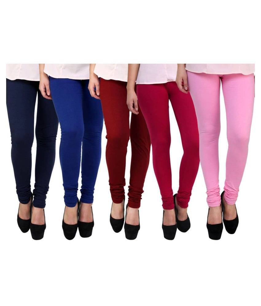     			Famaya Pack of 5 Girls 100% Cotton Leggings ( Multicolor )