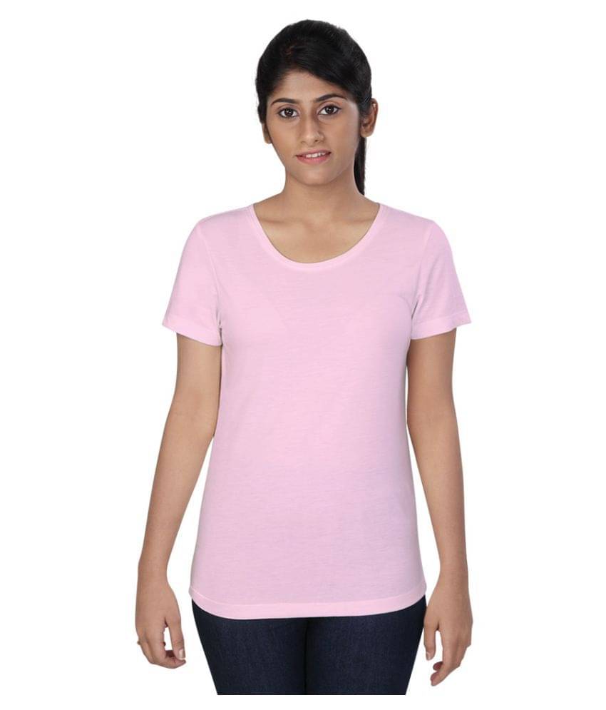     			Huetrap Women Viscose Solid Regular Fit Round Neck T-Shirt ( Pink )