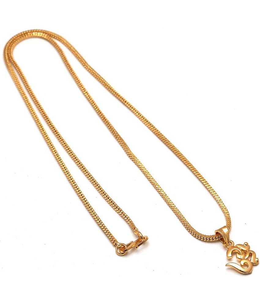Jewar Mandi Gold Plated Om ohm Locket Chain 24 inch God Real Look Daily Use for Women Girls & Men Boys - Jewellery Sets | Buy online on ZillyBuy