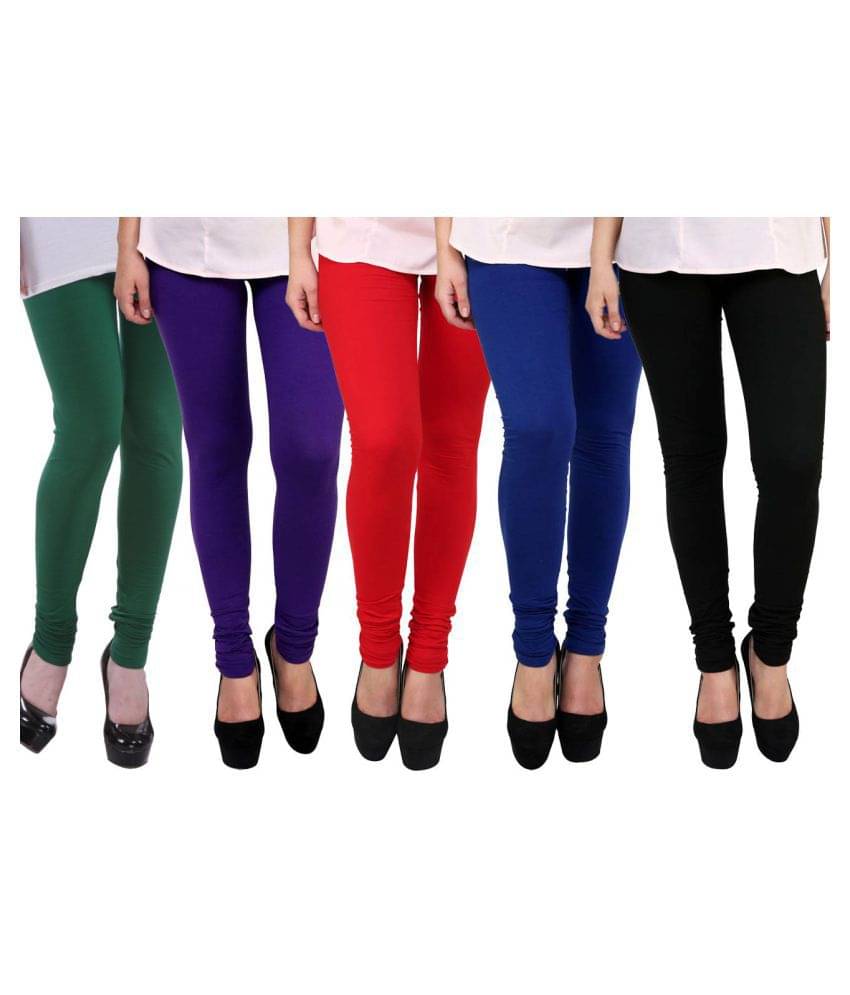     			Famaya Pack of 5 Girls 100% Cotton Leggings ( Multi )