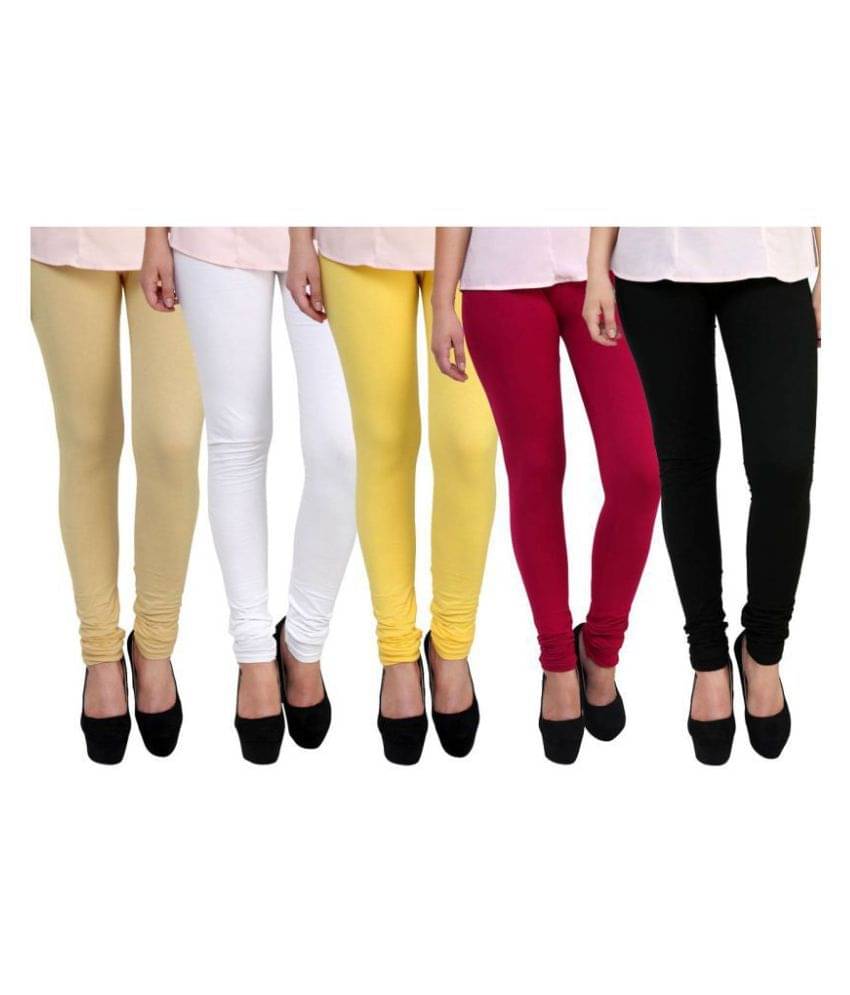     			Famaya Pack of 5 Girls 100% Cotton Leggings ( Multi )
