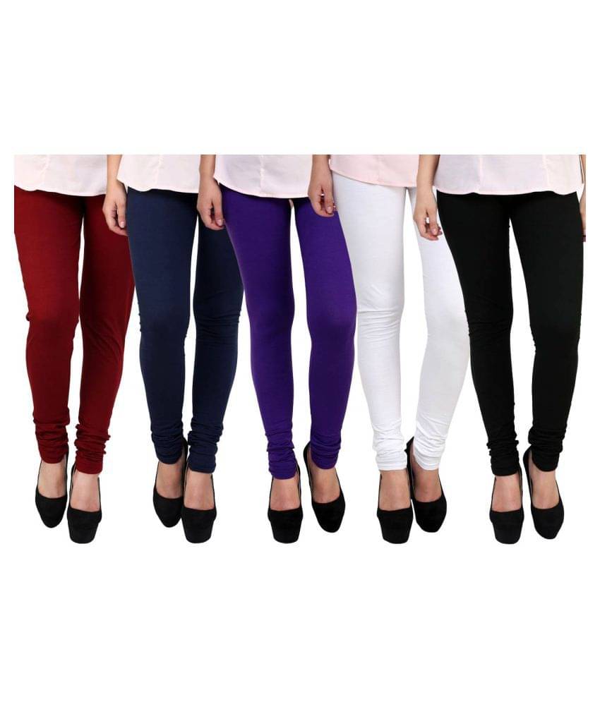     			Famaya Pack of 5 Girls 100% Cotton Leggings ( Multicolor )