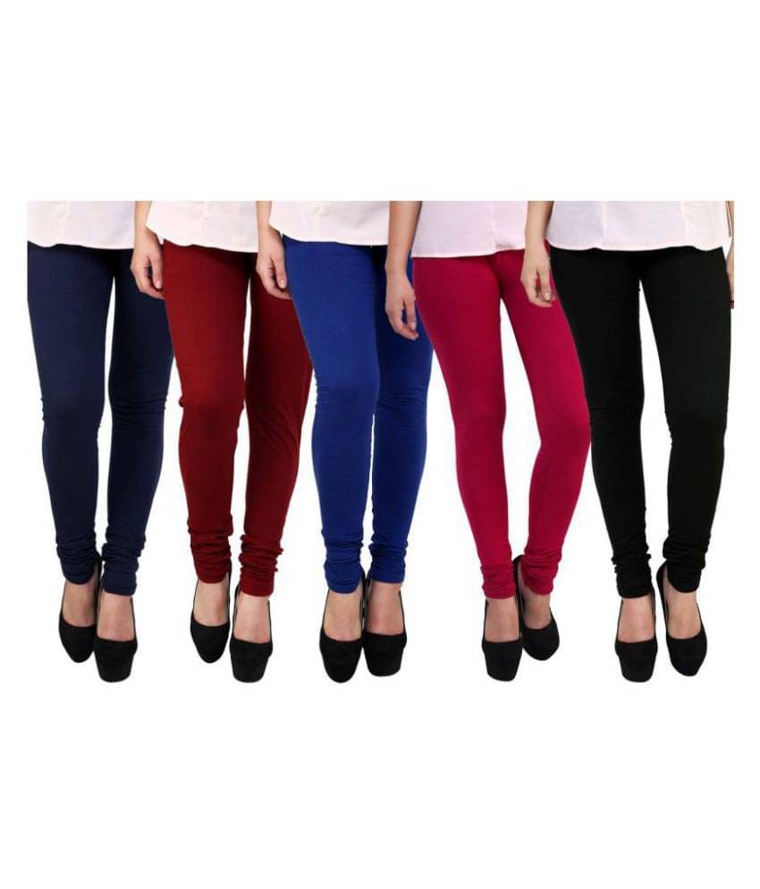     			Famaya Pack of 5 Girls 100% Cotton Leggings ( Multicolor )