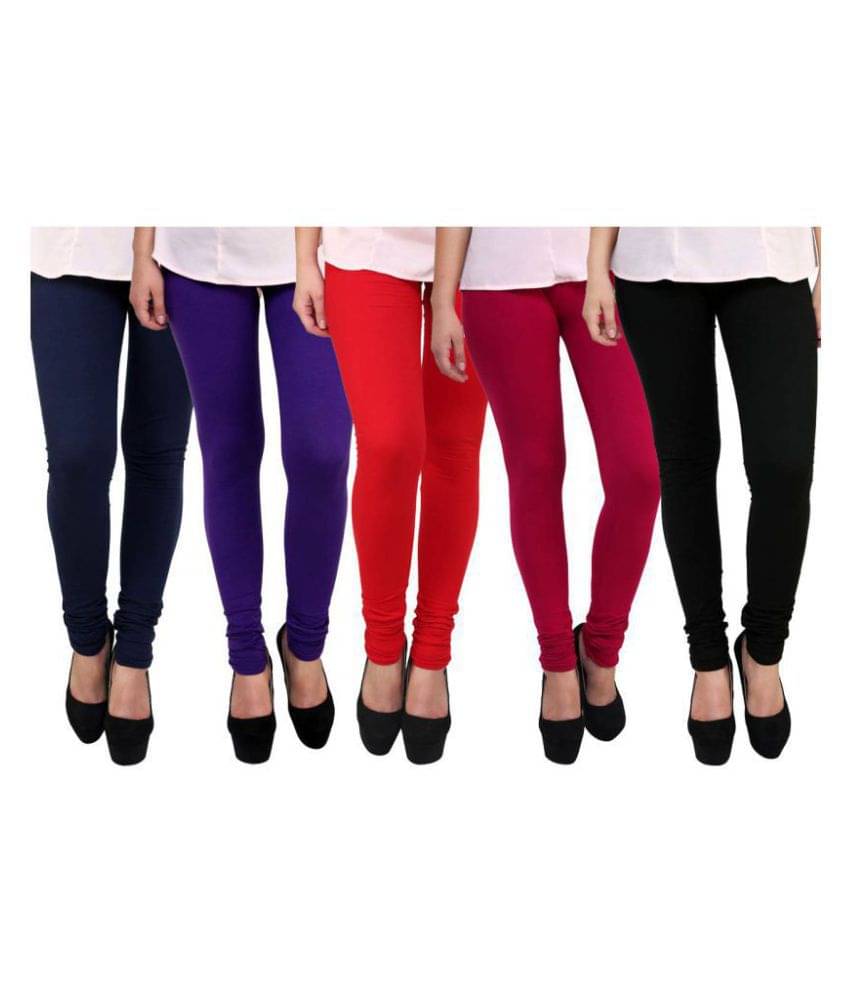     			Famaya Pack of 5 Girls 100% Cotton Leggings ( Multi )