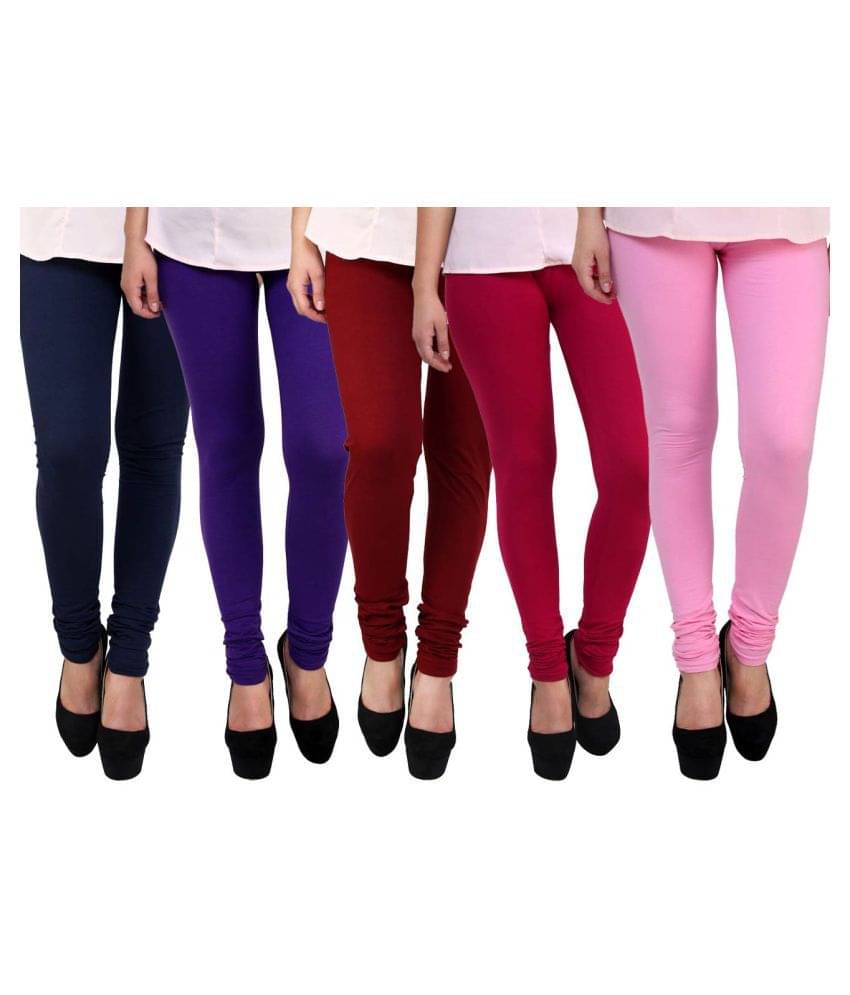     			Famaya Pack of 5 Girls 100% Cotton Leggings ( Multicolor )