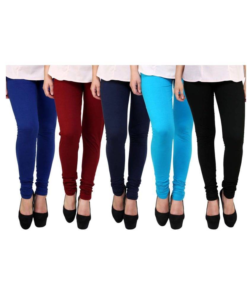     			Famaya Pack of 5 Girls 100% Cotton Leggings ( Multi )