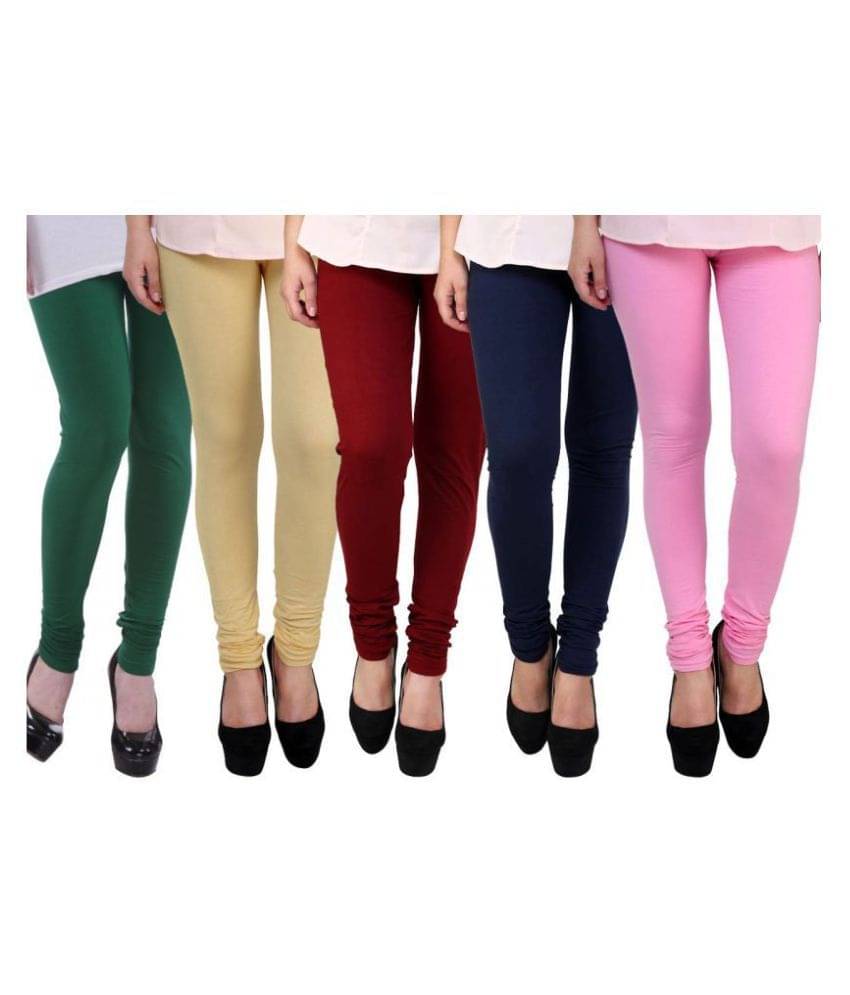     			Famaya Pack of 5 Girls 100% Cotton Leggings ( Multi )