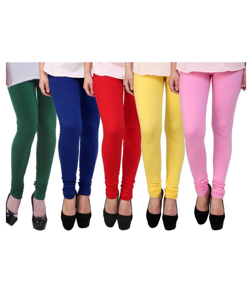     			Famaya Pack of 5 Girls 100% Cotton Leggings ( Multicolor )