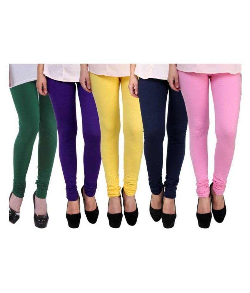     			Famaya Pack of 5 Girls 100% Cotton Leggings ( Multi )