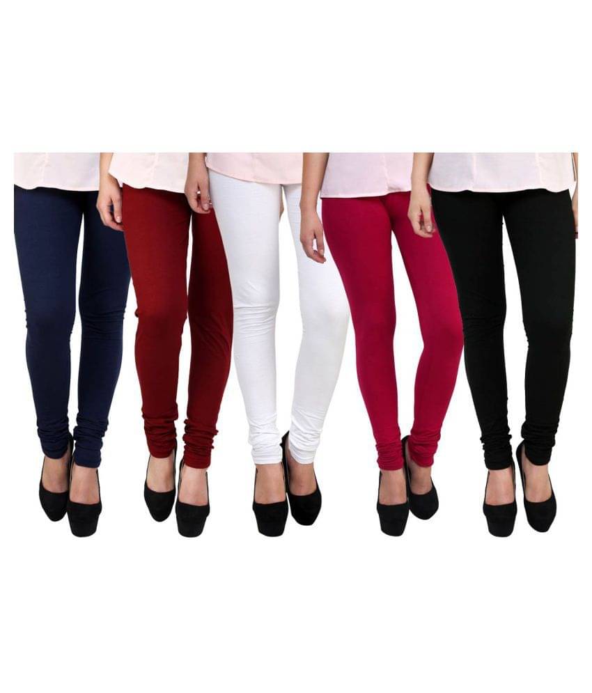     			Famaya Pack of 5 Girls 100% Cotton Leggings ( Multicolor )