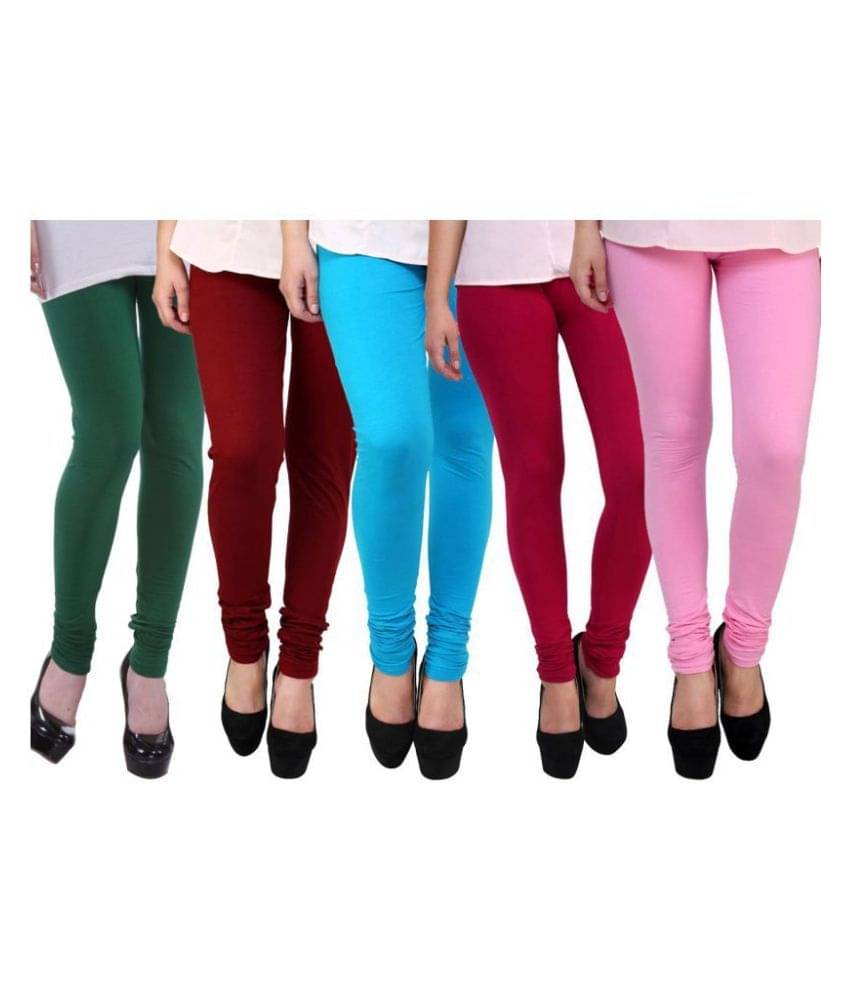     			Famaya Pack of 5 Girls 100% Cotton Leggings ( Multi )