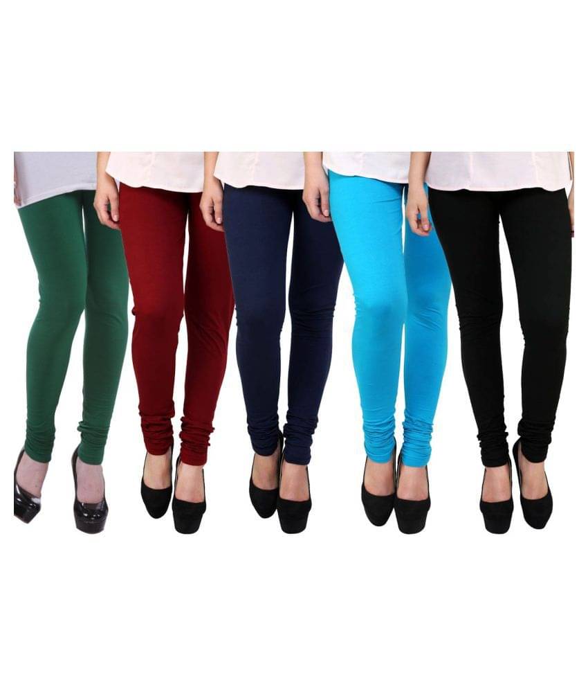     			Famaya Pack of 5 Girls 100% Cotton Leggings ( Multi )